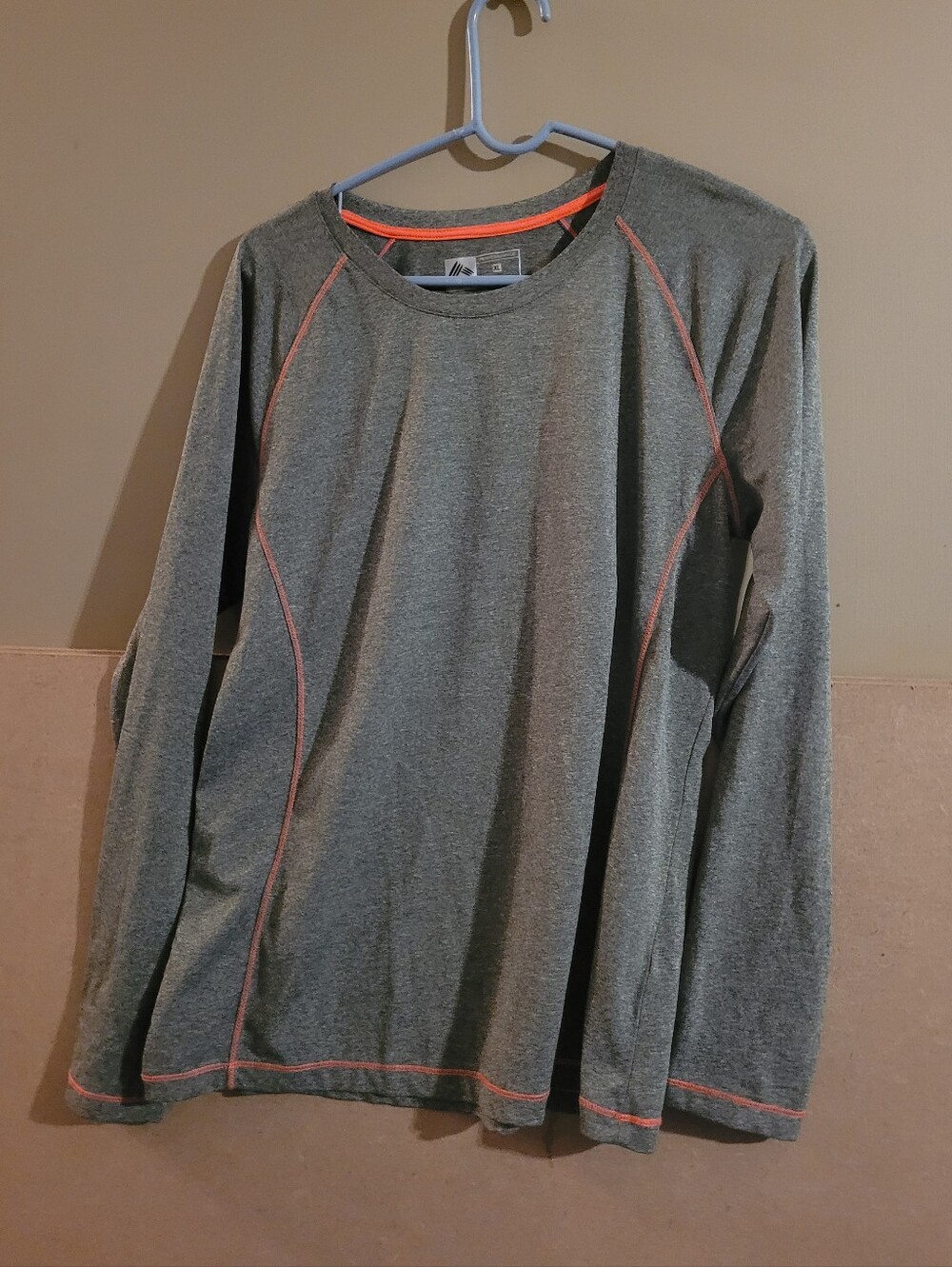 RBX Grey Long-Sleeve Performance Tee with Orange Trim Xl